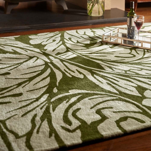 Heritage Floral Soft Moss Luxury Rug