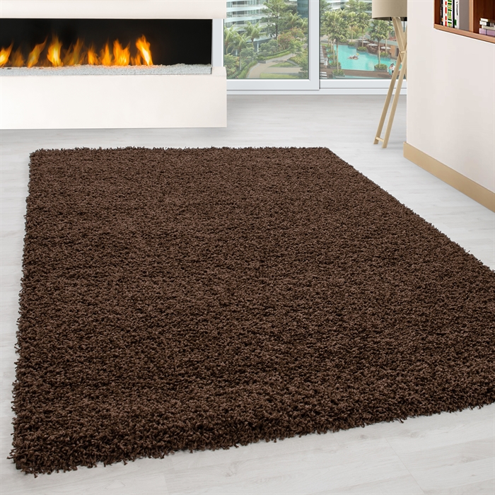 Modern Brown Plain Solid Shaggy Carpet