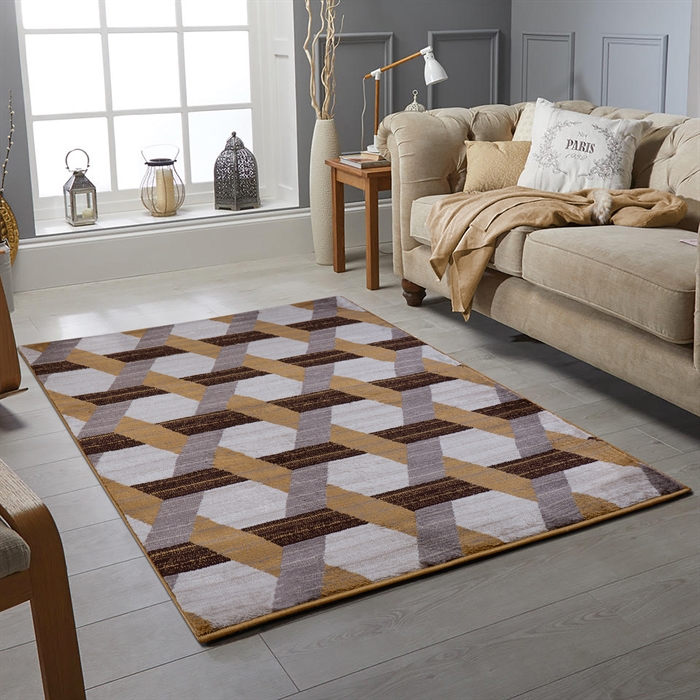 Modern Brown/Grey Geometric Soft Area Rug Carpet