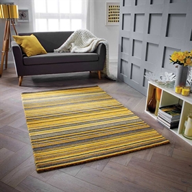 Carter Ochre Striped Wool Modern Rugs 