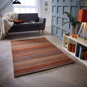 Carter Rust Striped Wool Modern Rugs 