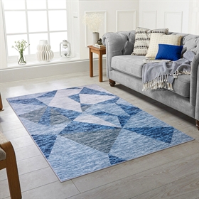Modern Navy Design 2MM Rubber Backed Hall Runner Rug