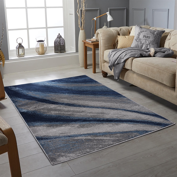 Relax Wave Blue Modern Rugs