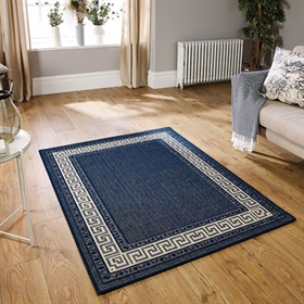 Greek key flatweave anti slip Blue Rugs