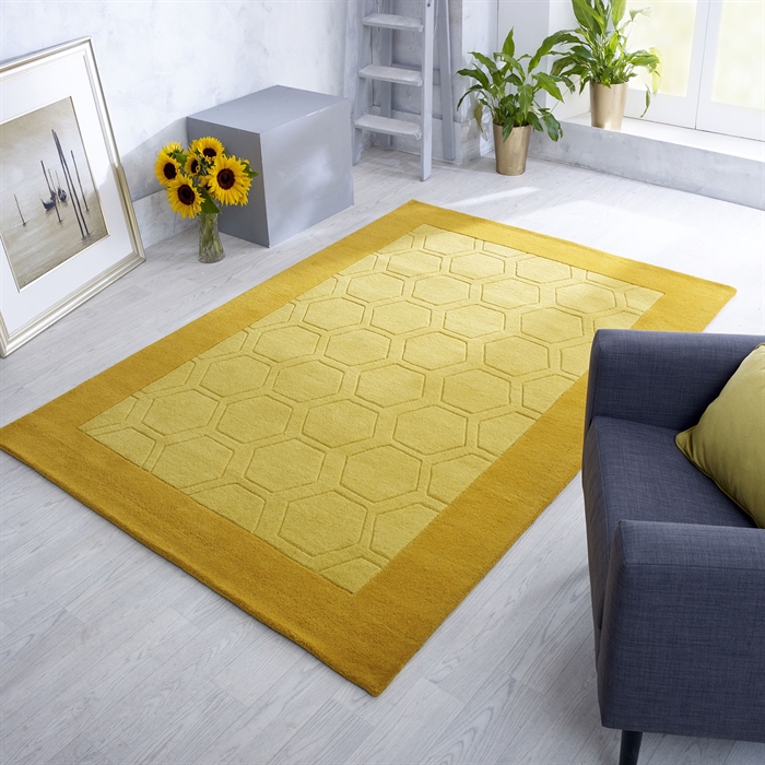 Hex Mustard Hand Tufted Wool Rugs
