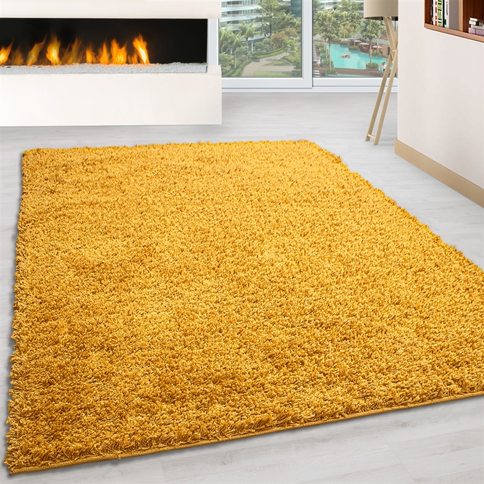 Modern Mustard Plain Solid Shaggy Carpet