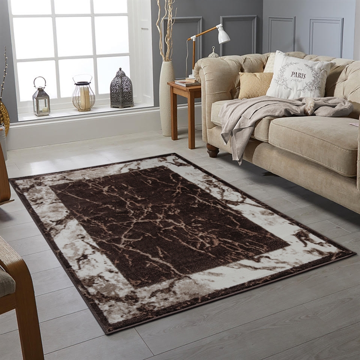 Marble Brown Abstract Modern Area Rug