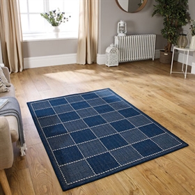 CHECK FLATWEAVE BLUE ANIT SLIP RUGS 