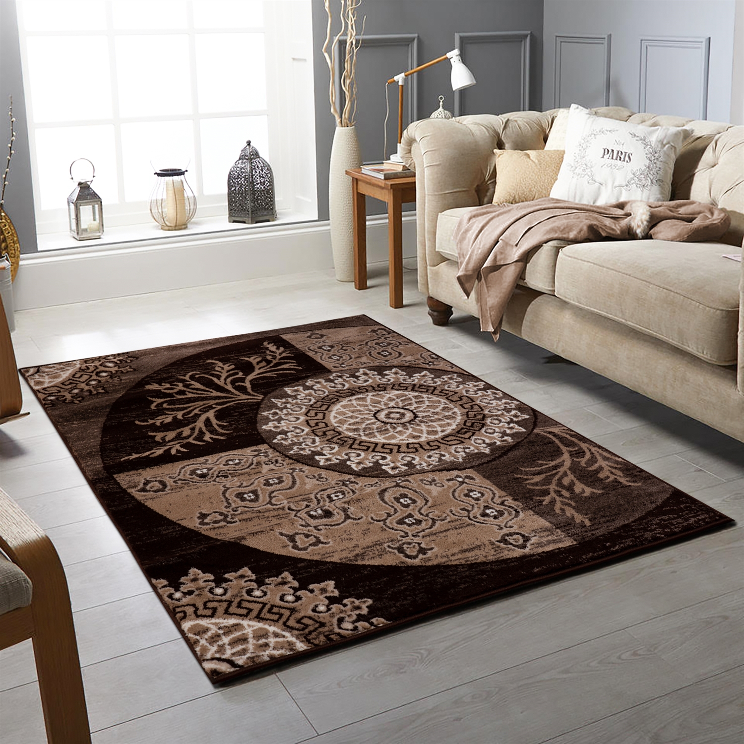MATTEX BROWN MODERN RUGS in Brown colour