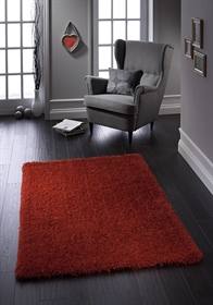 Chicago Red Plain Polyester Shaggy Rug