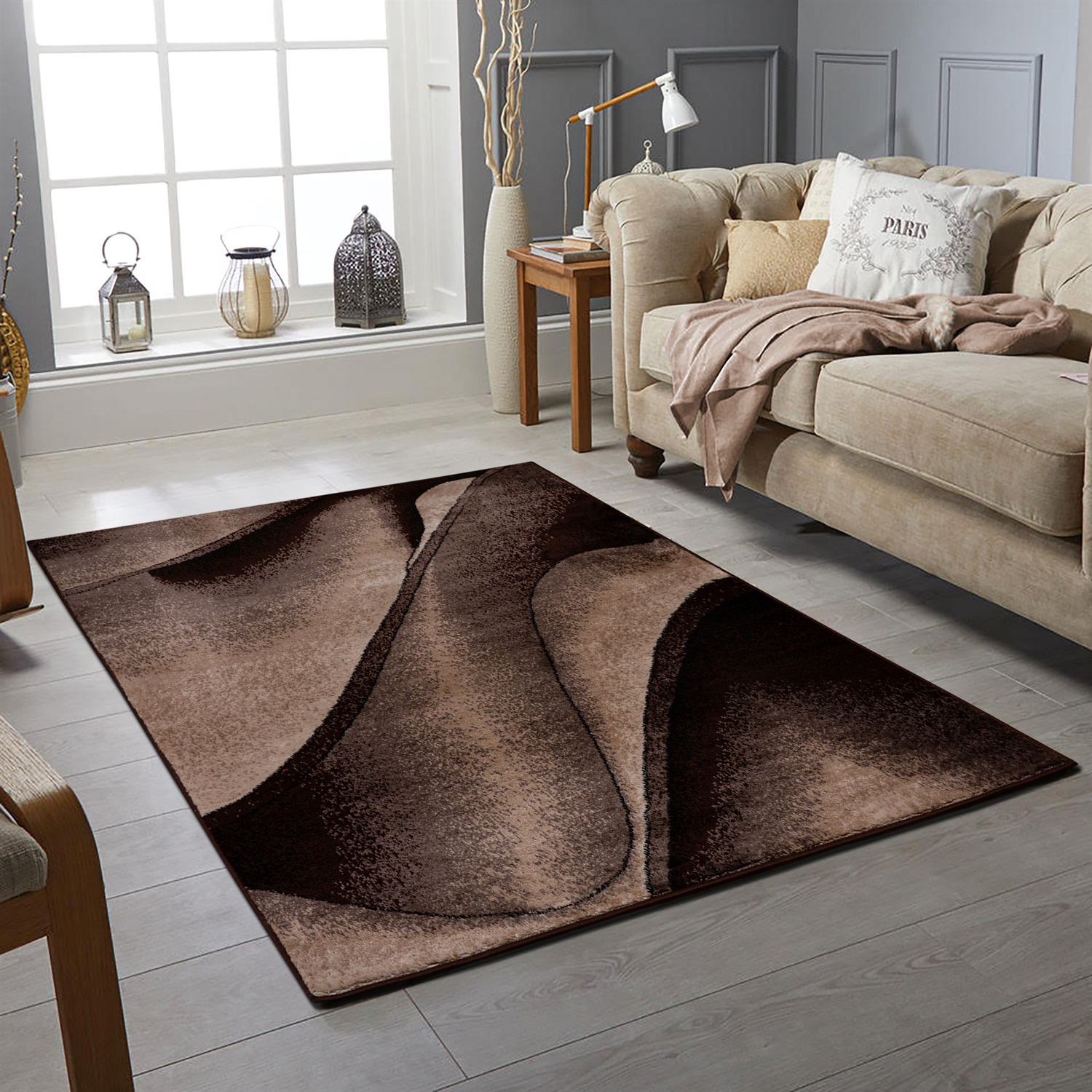 VEGAS BROWN MODERN RUGS in Brown colour