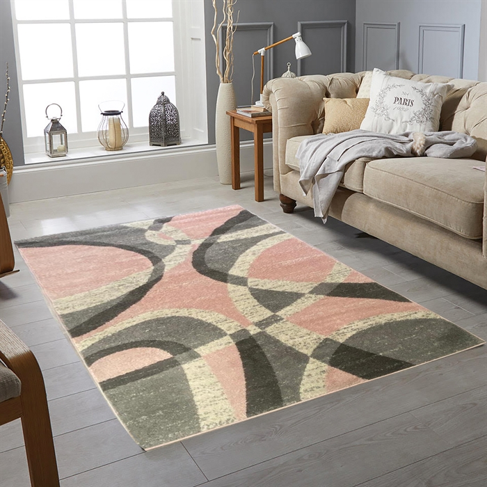 Modern Abstract Blush Pink Living Room Bedroom Rugs