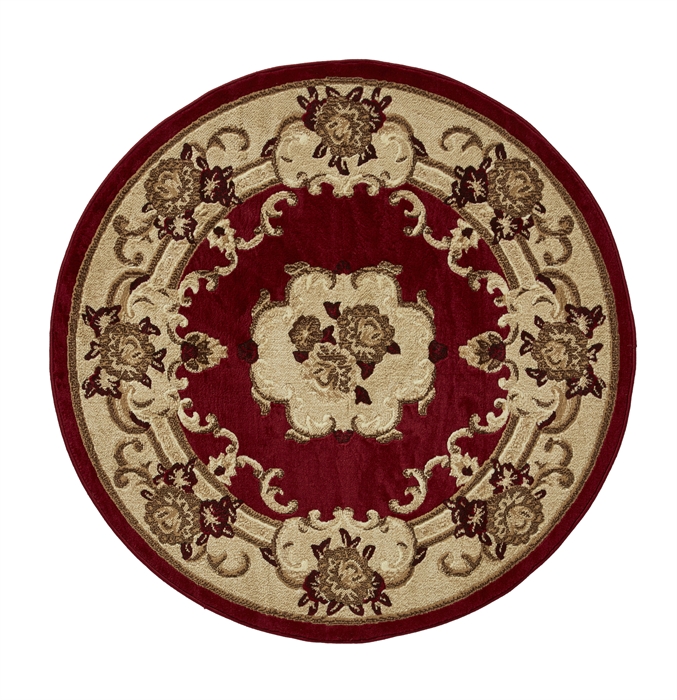 Marrakesh Red Floral Circle Traditional Rug