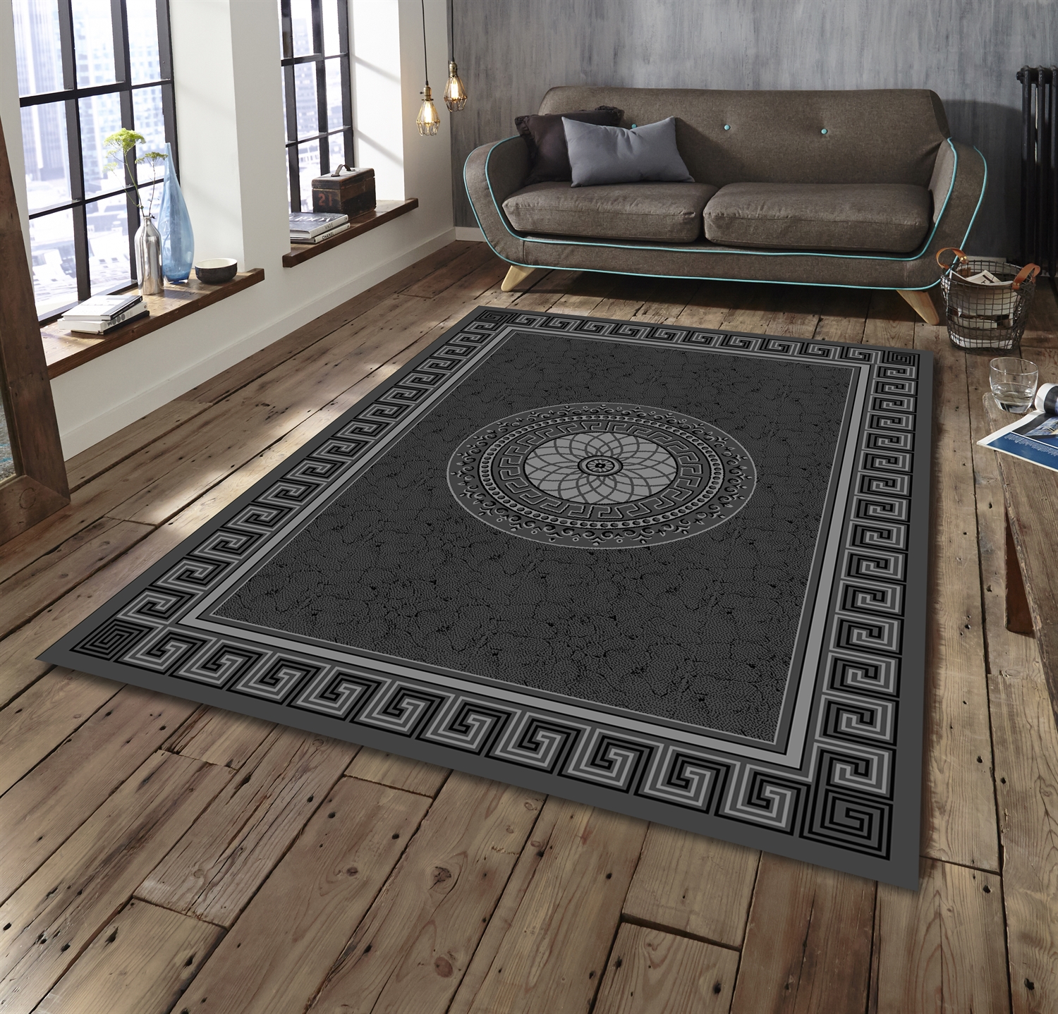 Vora Grey Modern Rug in Grey colour