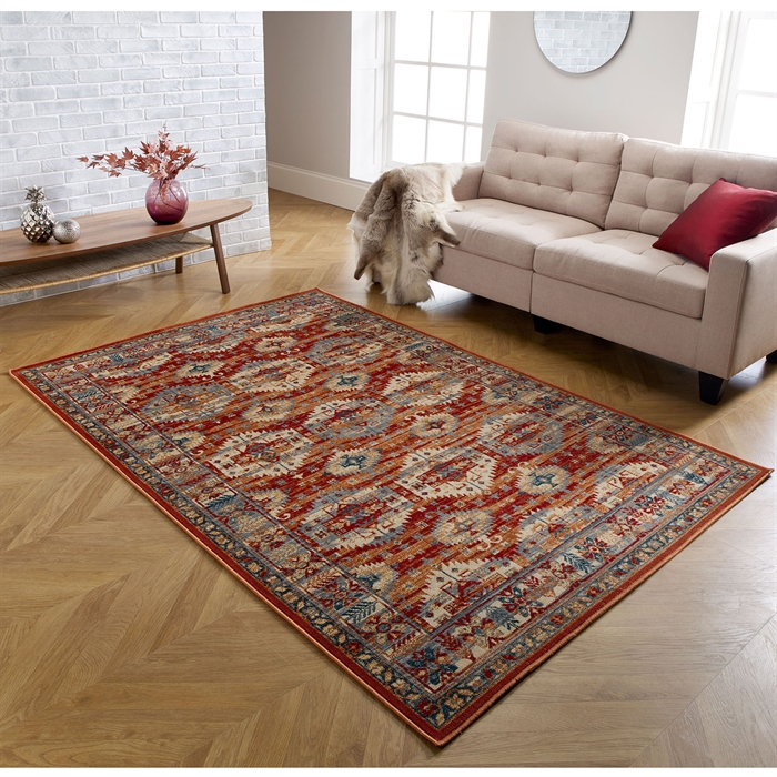 Valeria 8024 R Blue Red Traditional Rug