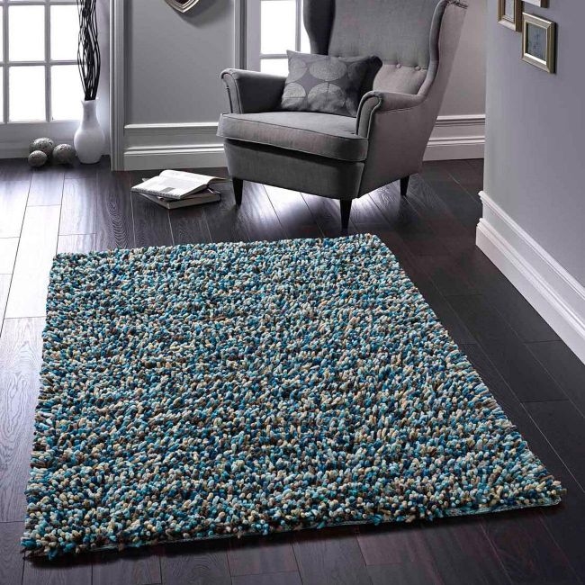 Abstract Rocks Shaggy Blue Soft Wool Rugs