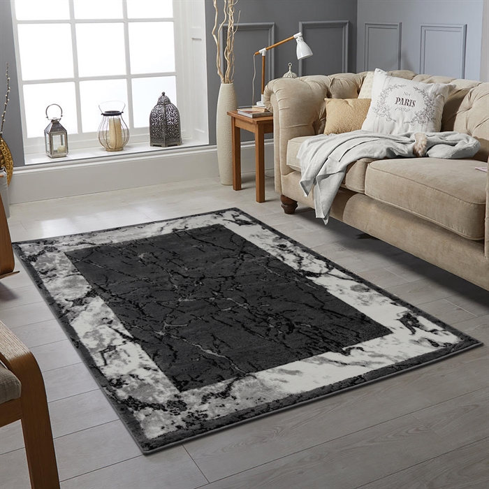 Marble Grey Abstract Modern Area Rug