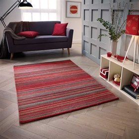 Carter Red Striped Wool Modern Rugs 