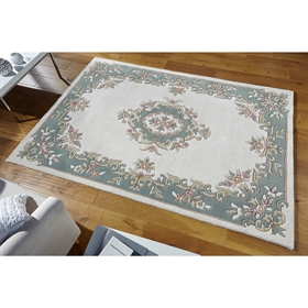 Royal Cream/Green Traditional 100% Wool Indian Rug