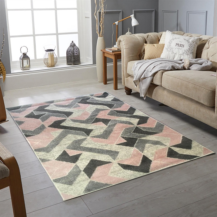Modern Abstract Blush Pink Living Room Bedroom Rugs