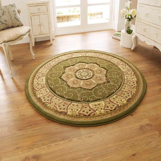 Heritage 4400 Green Circle Floral Traditional Rug