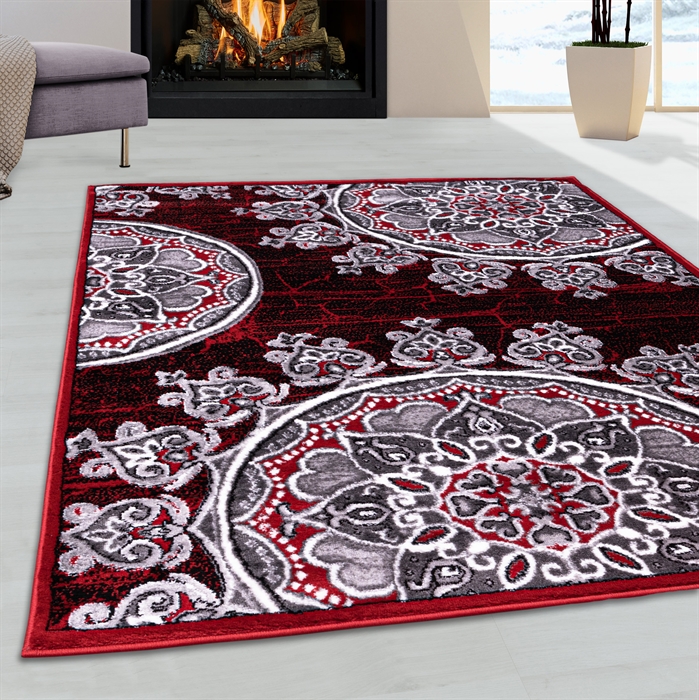 Sahara Red Floral Traditional Area Rug