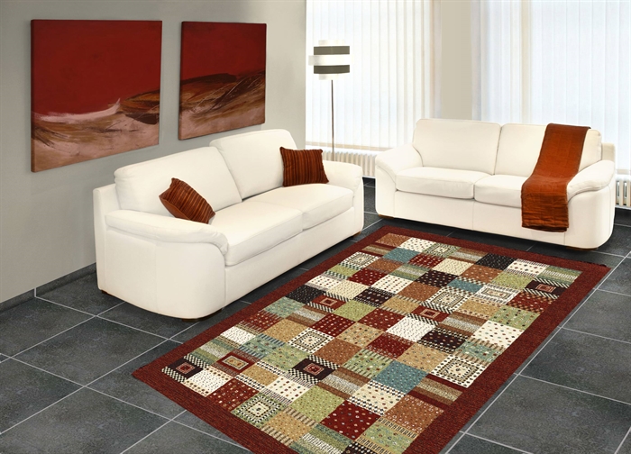 WOODSTOCK 032 - 0036 - 8312 Brown Chequered Modern RUG 