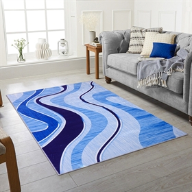 Modern Navy Design 2MM Rubber Backed Hall Runner Rug