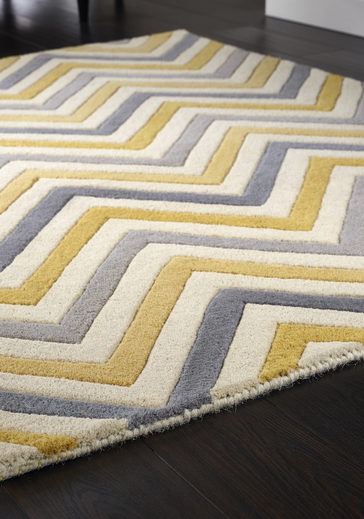Cabone Yellow Grey Rugs In Colour
