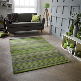 Carter Green Striped Wool Modern Rugs 